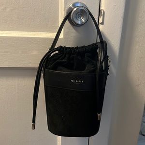 NWT Ted Baker Black Suede Bucket Bag